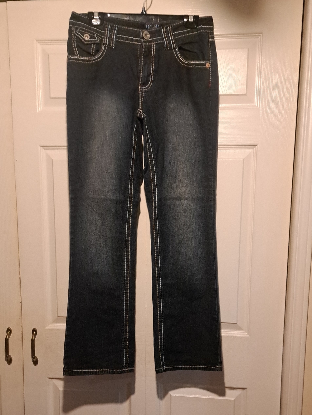 Angels-Women’s Dark Wash Denim Straight-Leg Jeans Stretchy comfortable tight fit